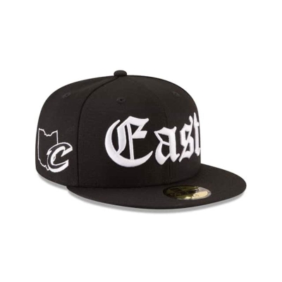 Black Cleveland Cavaliers Hat - New Era NBA League Script 59FIFTY Fitted Caps USA7129053